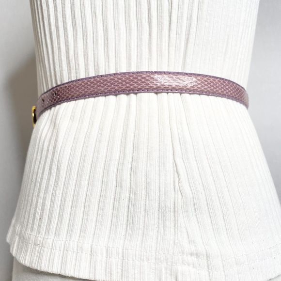 Charter Club Womens Small Waist Belt Skinny Lavender Snake Skin Taiwan - Picture 2 of 13